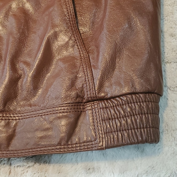 Vintage Montgomery Ward Brown Leather Bomber Jacket Size 42 or Women's 12 - Picture 5 of 8